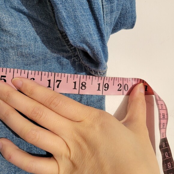 Madewell Zip Front Chambray Blue Denim Popover Long Sleeve Top Size Small - Picture 10 of 14